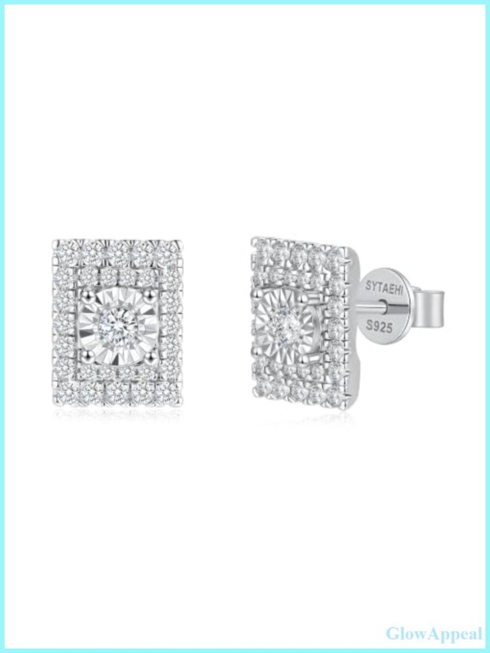 Lab Grown Diamond Halo Stud Earrings 925 Sterling Silver Push Back